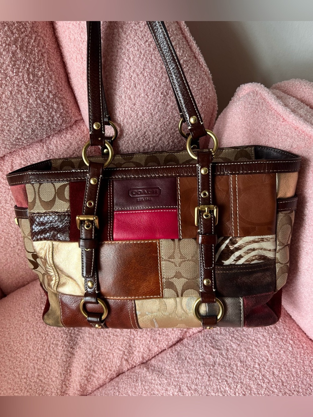 Vintage Coach Legacy Limited Edition Holiday Patchwork Tote